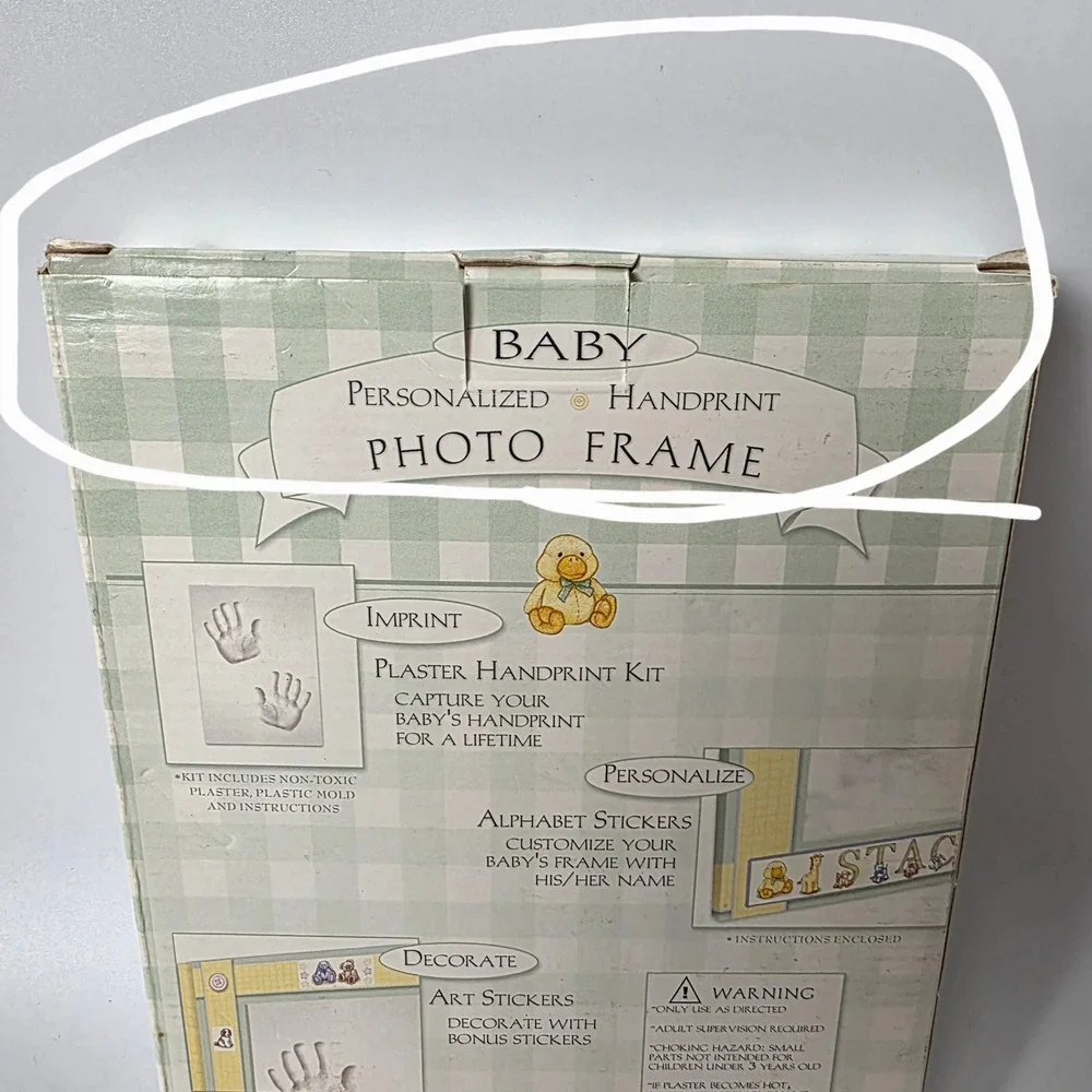T.A.R. Designs Baby Personalized Handprint Photo Frame Kit 5x7 Yellow Green New